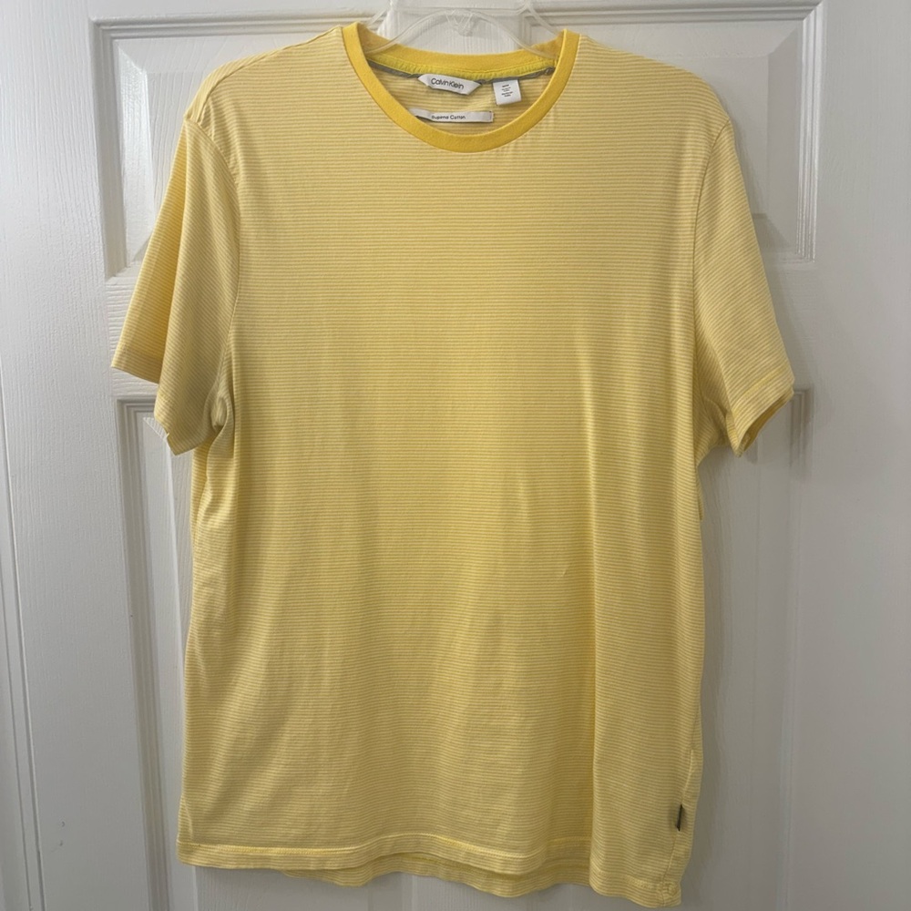 Calvin Klein supima cotton yellow striped shirt